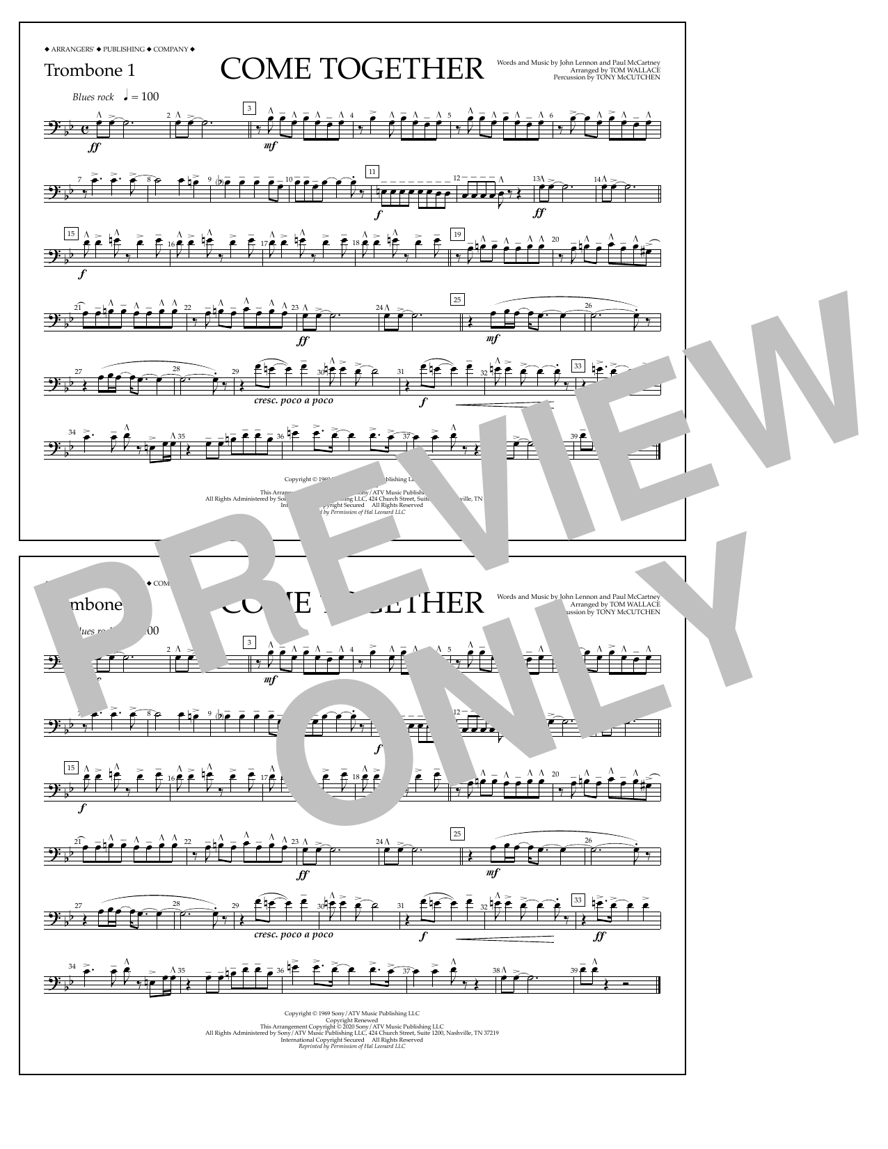 Produktbild zu: Come Together (arr. Tom Wallace) - Trombone 1