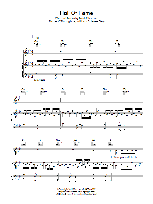 Produktgalerie: Seite 1 von 1 Hall Of Fame, The Script, Gesang, Gitarre, Klavier