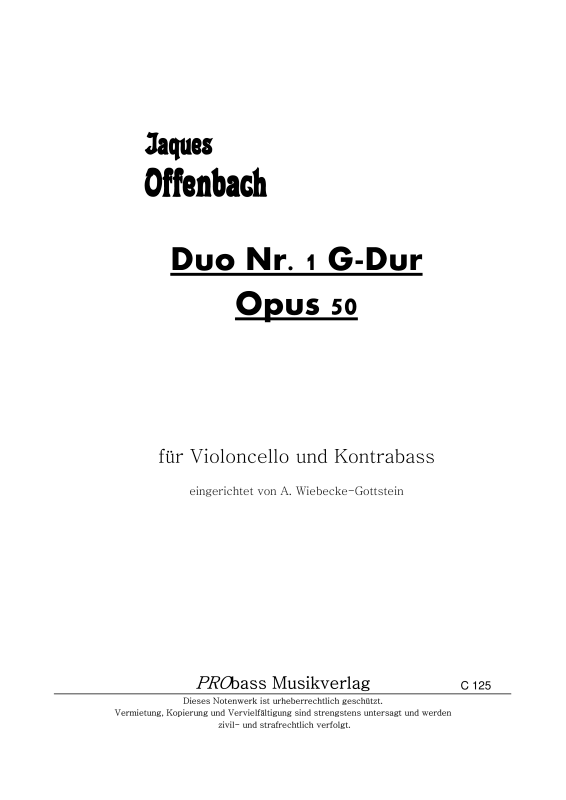 Produktbild zu: Duo Nr. 1 G-Dur Opus 50Jacques Offenbach