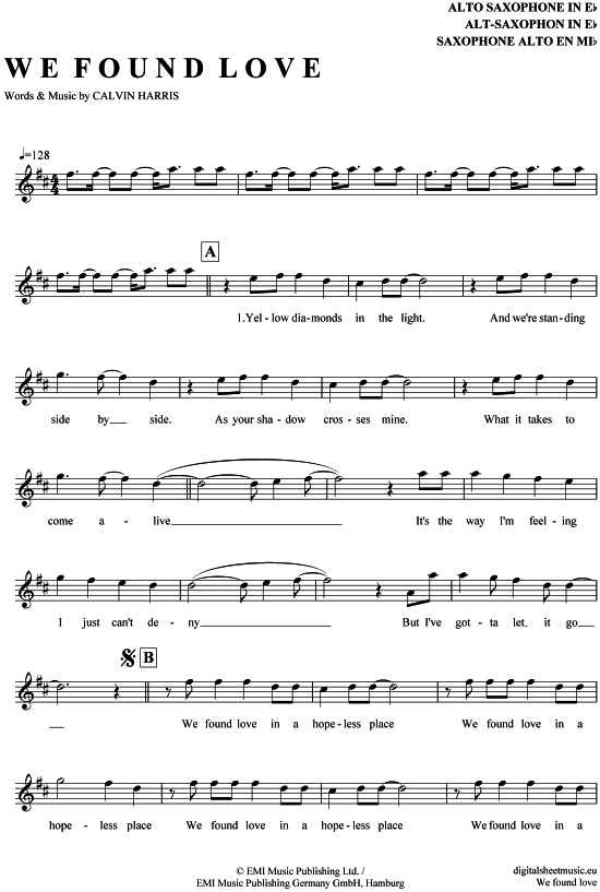 gallery: We found love , Rihanna feat. Calvin Harris, (Alt-Sax)
