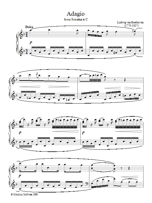 Product gallery: Page 1 of 1 Adagio Sonatina In C, Ludwig Van Beethoven