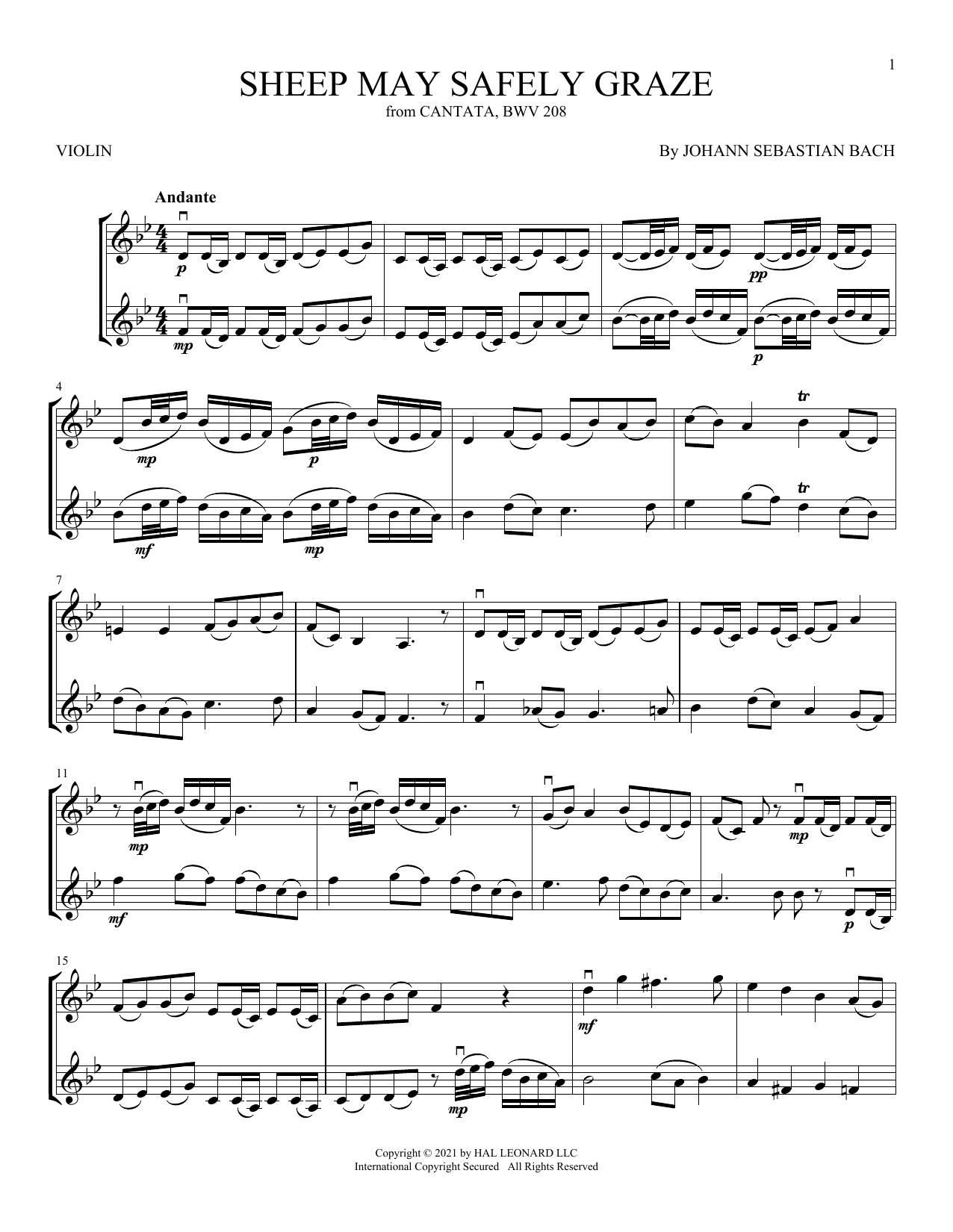 Produktgalerie: Seite 1 von 1 Sheep May Safely Graze, Johann Sebastian Bach, Violine