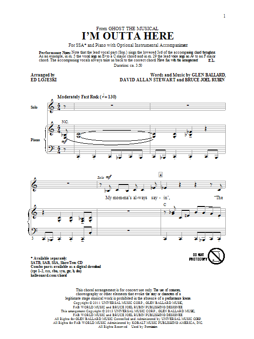 Produktgalerie: Seite 1 von 1 I'm Outta Here, Ed Lojeski, Chor
