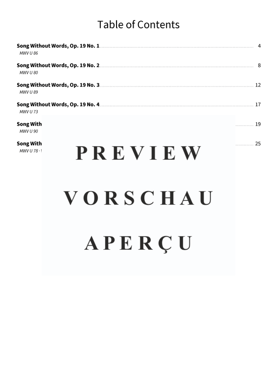 Produktgalerie: Seite 5 von 11 Lieder ohne Worte Op. 19, , Klavier Solo