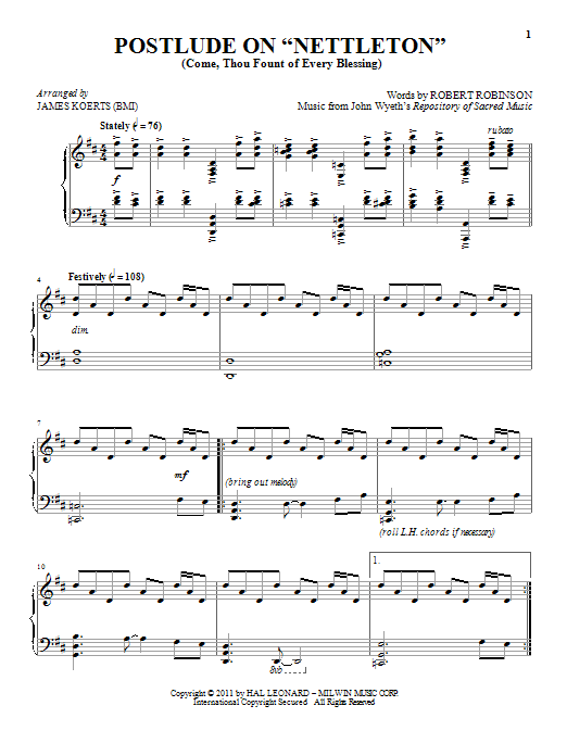 Product gallery: Page 1 of 1 Come, Thou Fount Of Every Blessing, Robert Robinson