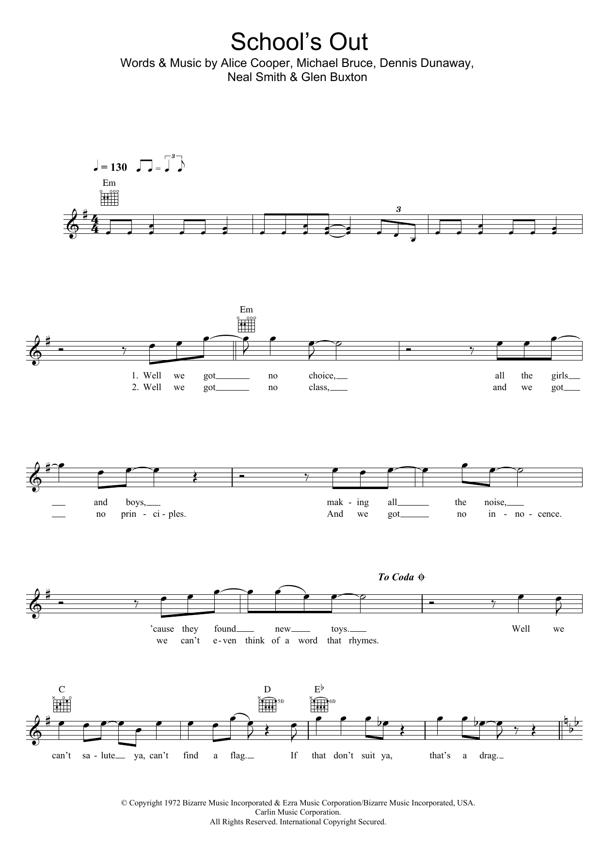 Produktgalerie: Seite 1 von 1 School's Out, Alice Cooper, Melodieinstrument