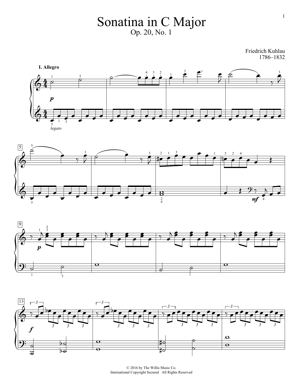 Produktbild zu: Sonatina In C Major, Op. 20, No. 1