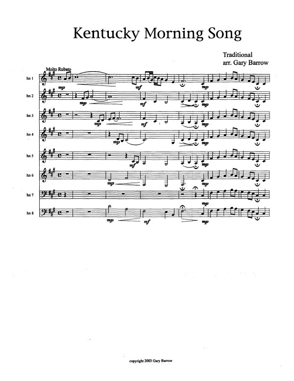 Product picture to: Kentucky Morning SongTraditional