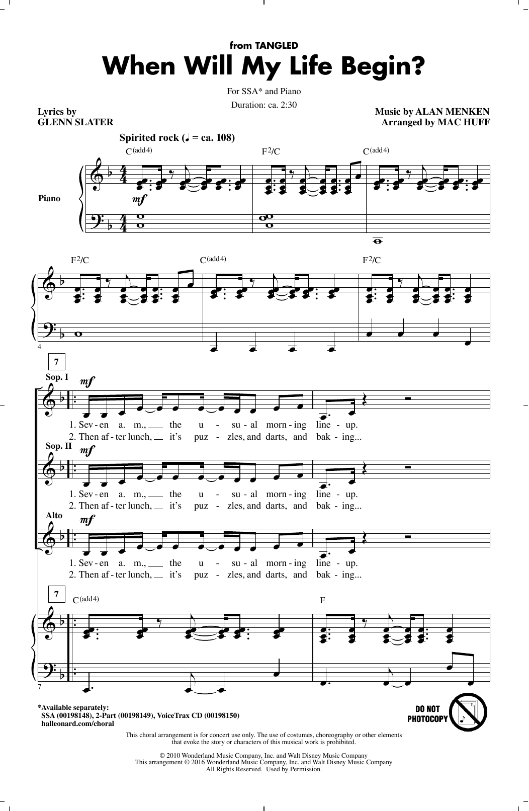 Produktgalerie: Seite 1 von 1 When Will My Life Begin? (from Tangled) (arr. Mac Huff), Mandy Moore, Chor