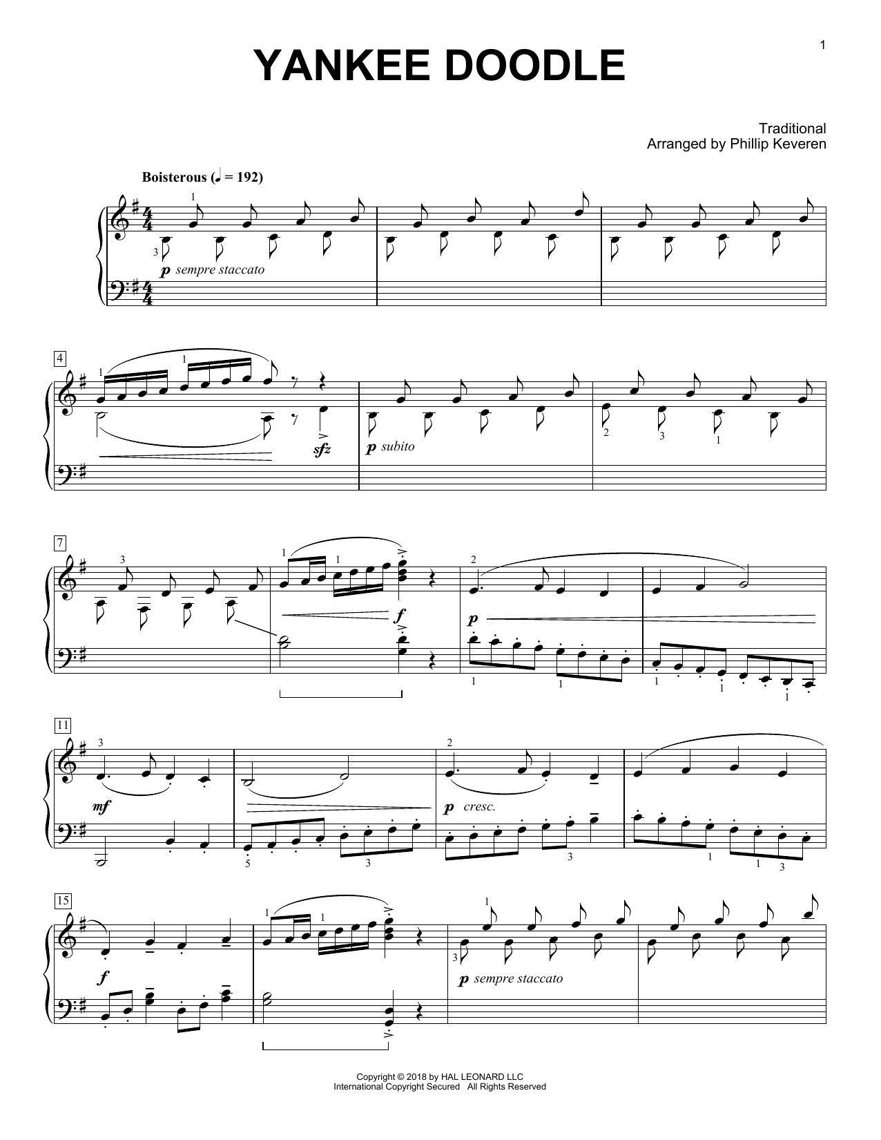 Product picture to: Yankee Doodle [Classical version] (arr. Phillip Keveren)