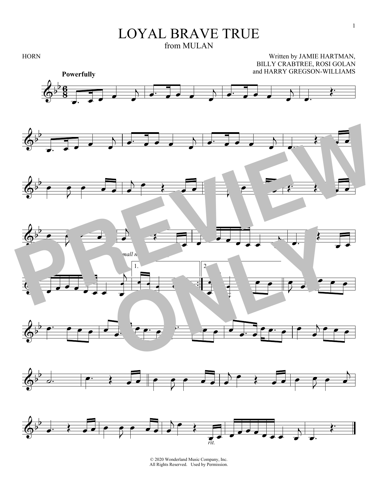 Produktgalerie: Seite 1 von 1 Loyal Brave True (from Mulan), Christina Aguilera, Horn