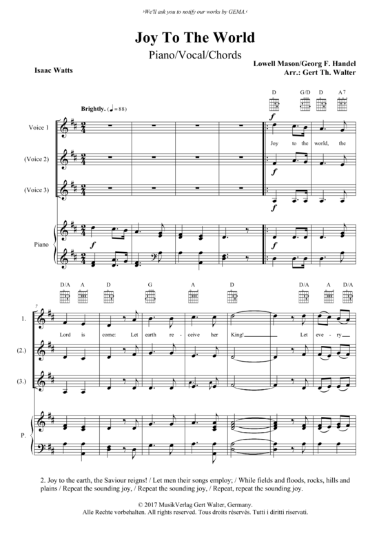 Produktbild zu: Joy To The World Lowell Mason/Georg F. Händel
