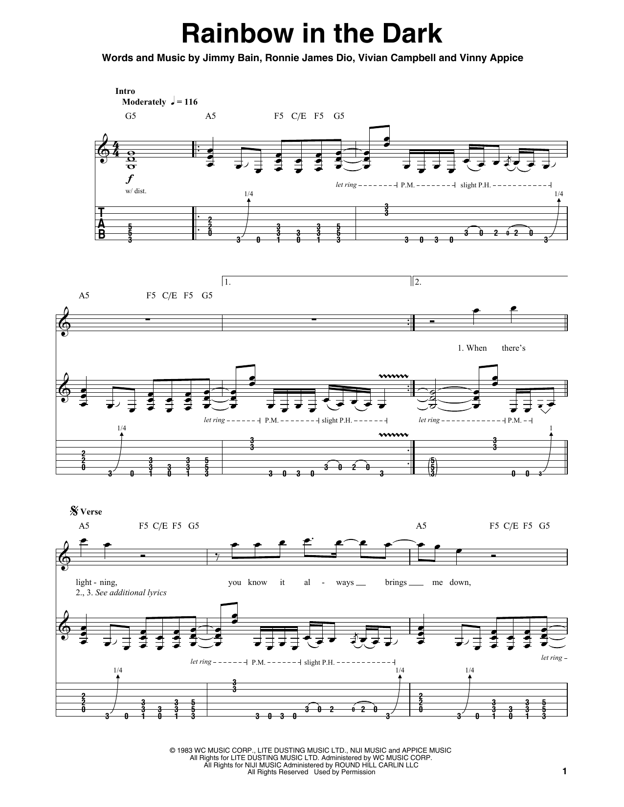 Produktgalerie: Seite 1 von 1 Rainbow In The Dark, Dio, Gitarre