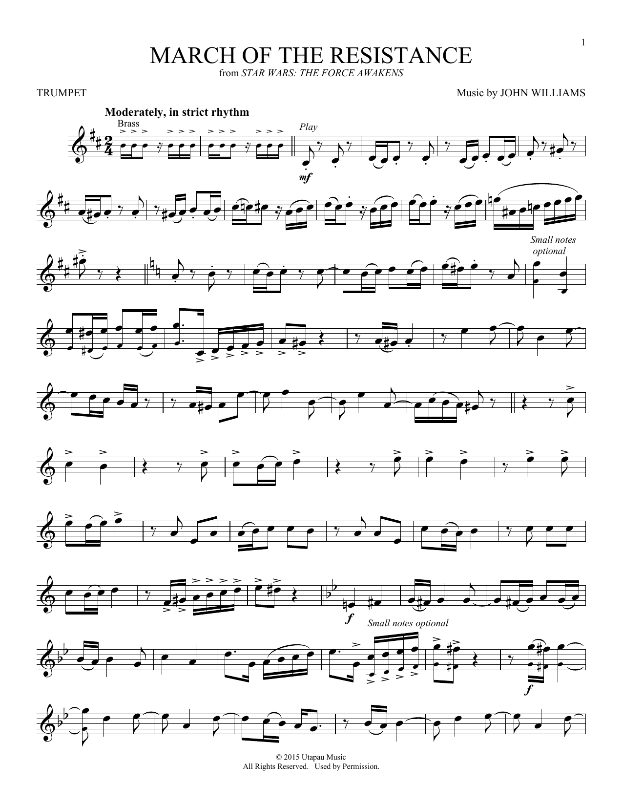 Produktgalerie: Seite 1 von 1 March Of The Resistance (from Star Wars: The Force Awakens), John Williams, Trompete