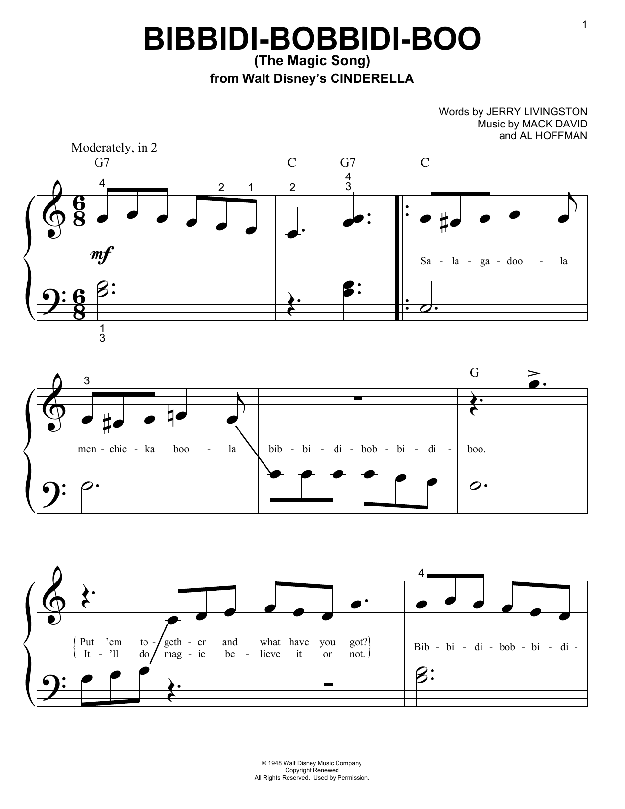 Product picture to: Bibbidi-Bobbidi-Boo (The Magic Song) (from Cinderella)