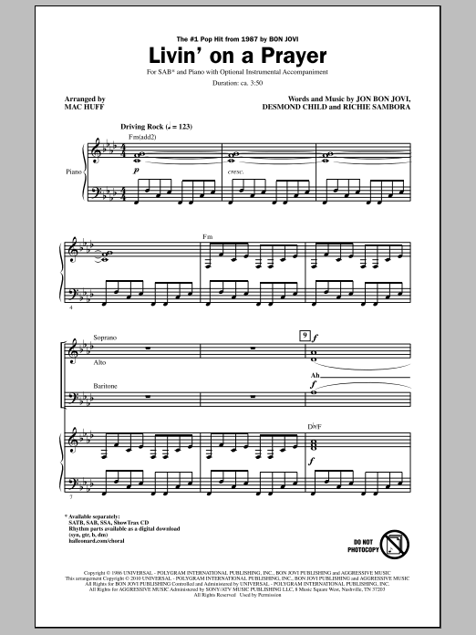 Produktbild zu: Livin' On A Prayer (arr. Mac Huff)