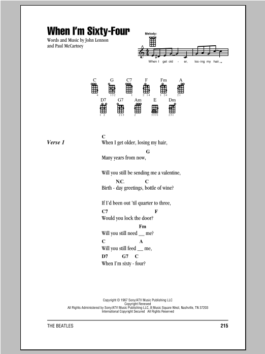 Product gallery: Page 1 of 1 When I'm Sixty-Four, The Beatles