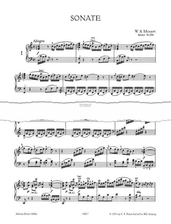 Produktgalerie: Seite 1 von 1 Piano Sonata No. 1 In C Major K279, Wolfgang Amadeus Mozart, Klavier