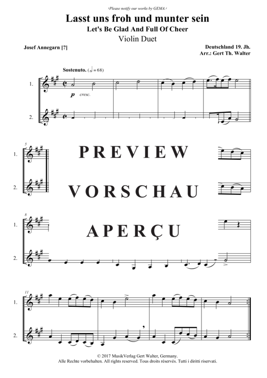 Produktgalerie: Seite 1 von 1 Lasst uns froh und munter sein , , (Violinen Duett)