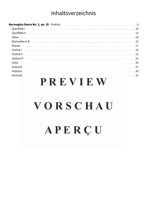 Produktgalerie: Seite 5 von 11 Norwegischer Tanz Nr. 2 - Erleichterte Fassung für Jugendkammerorchester in D-Dur mit reduziertem Bläsersatz, , Jugendkammerorchester