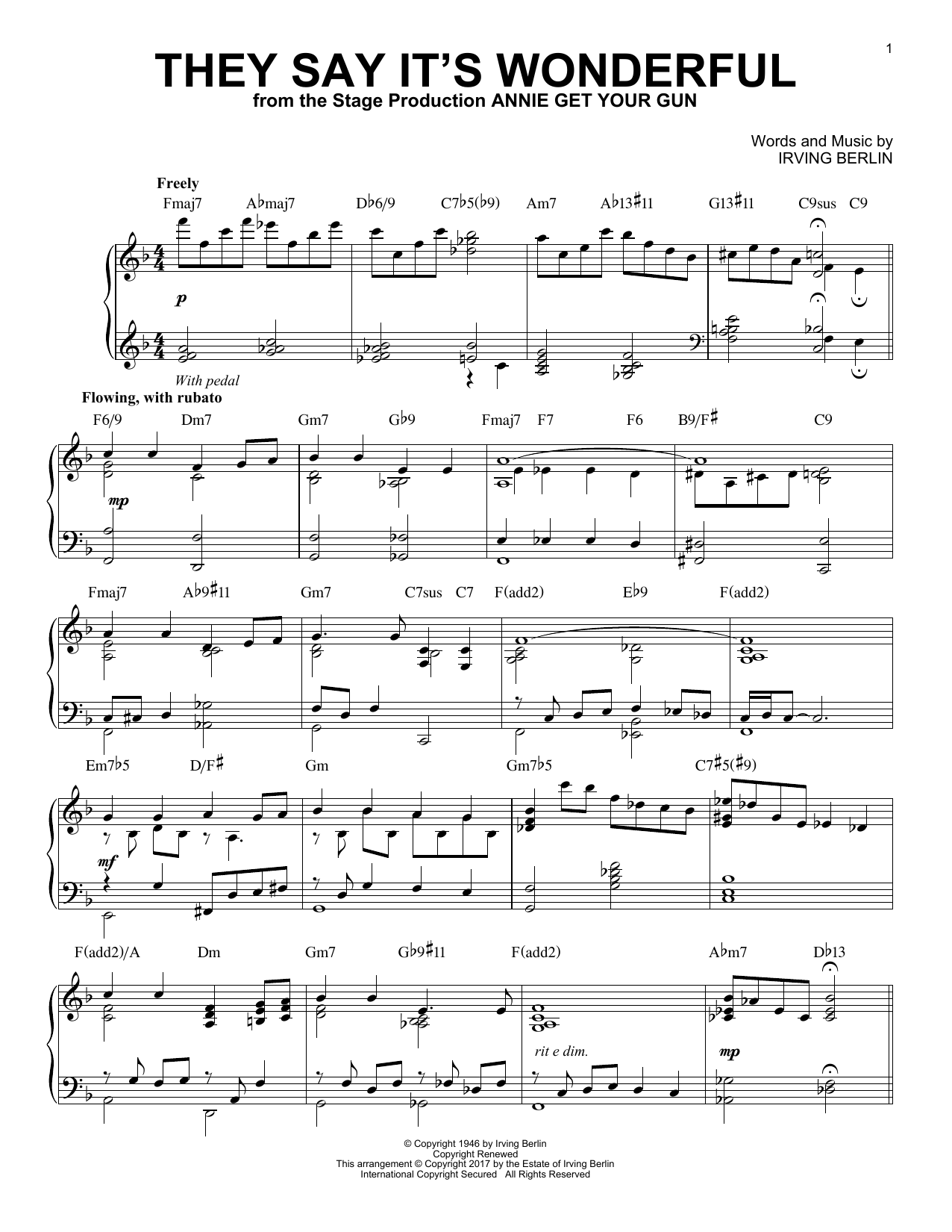 Product gallery: Page 1 of 1 They Say It's Wonderful [Jazz version], Irving Berlin