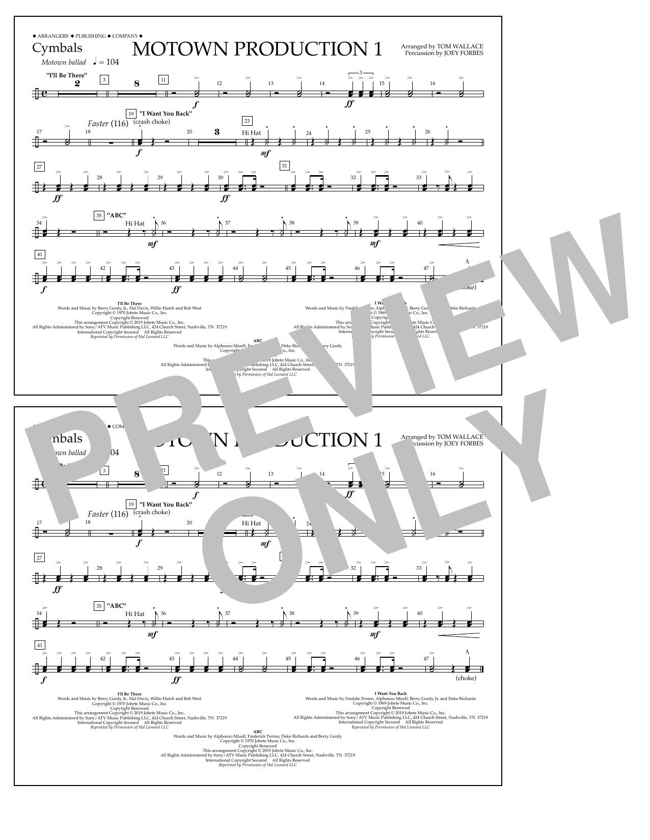 Product picture to: Motown Production 1(arr. Tom Wallace) - Cymbals