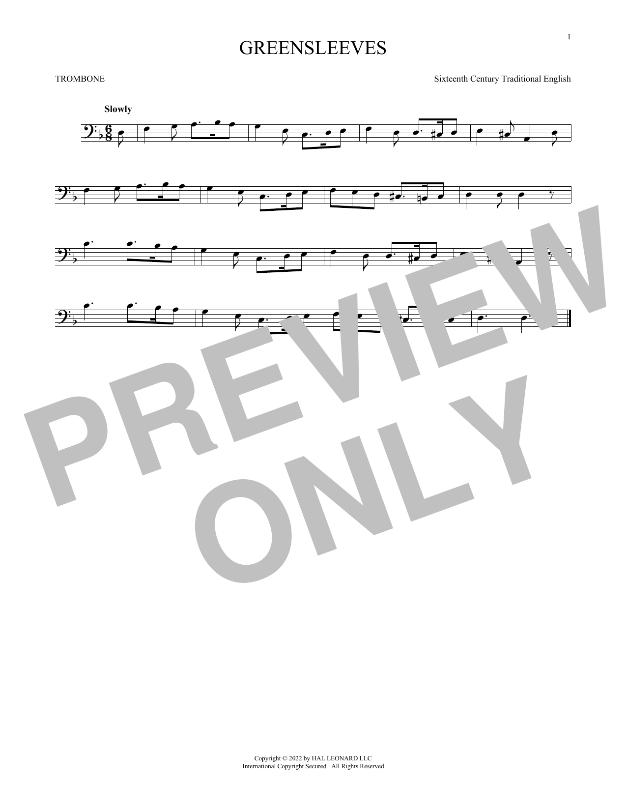Product gallery: Page 1 of 1 Greensleeves, Traditional English