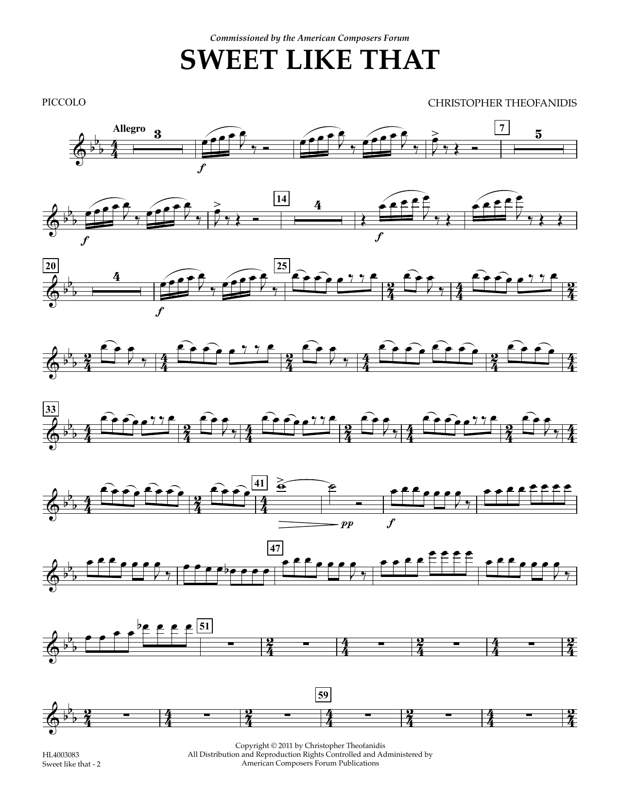 Produktgalerie: Seite 1 von 1 Sweet like that - Piccolo, Christopher Theofanidis, Ensemble