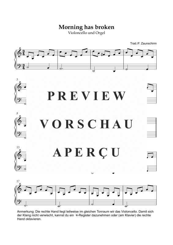 Produktgalerie: Seite 6 von 7 Morning has broken, , Violoncello und Orgel