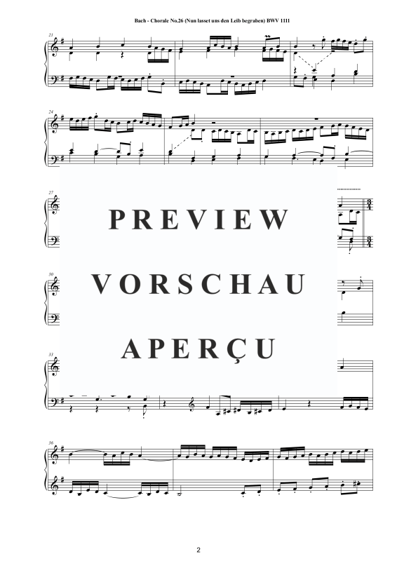 Produktgalerie: Seite 3 von 4 Choral No.26 in G-Dur (Nun lasset uns den Leib begraben) BWV 1111, , Klavier Solo