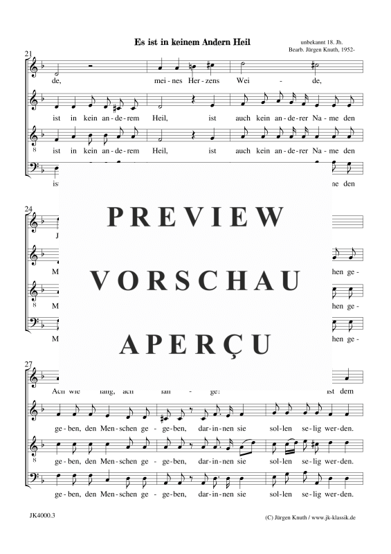 gallery: Es ist in keinem Andern Heil (mit Choral Jesu meine Freude), , (mixed choir)