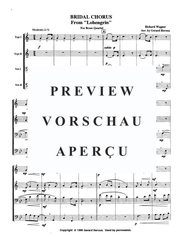 Produktgalerie: Seite 3 von 11 Brautchor aus Lohengrin, , Blechbläser Quartett