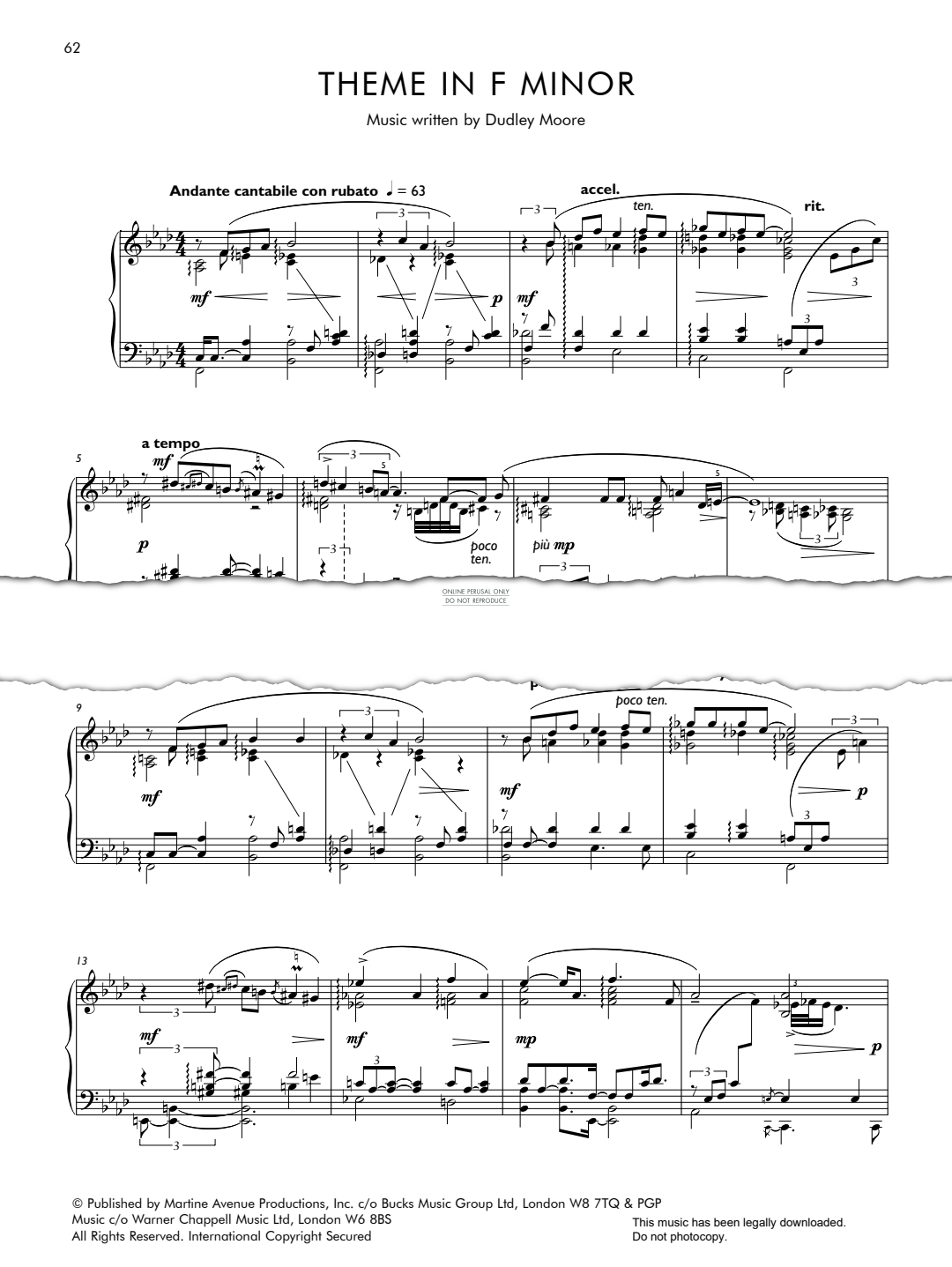 Produktgalerie: Seite 1 von 1 Theme In F Minor, Dudley Moore, Klavier