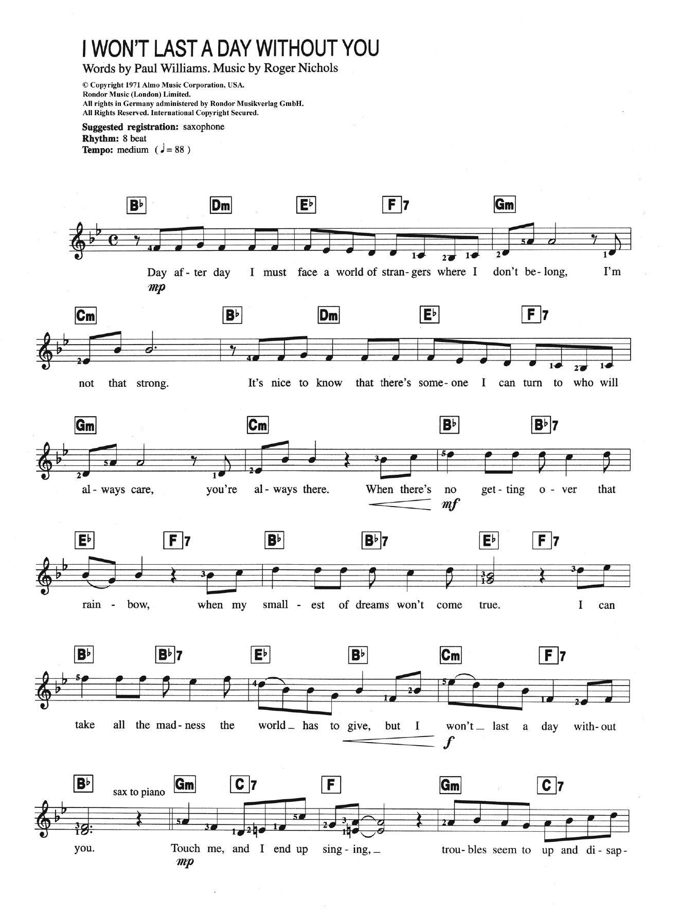 Produktbild zu: I Won't Last A Day Without You