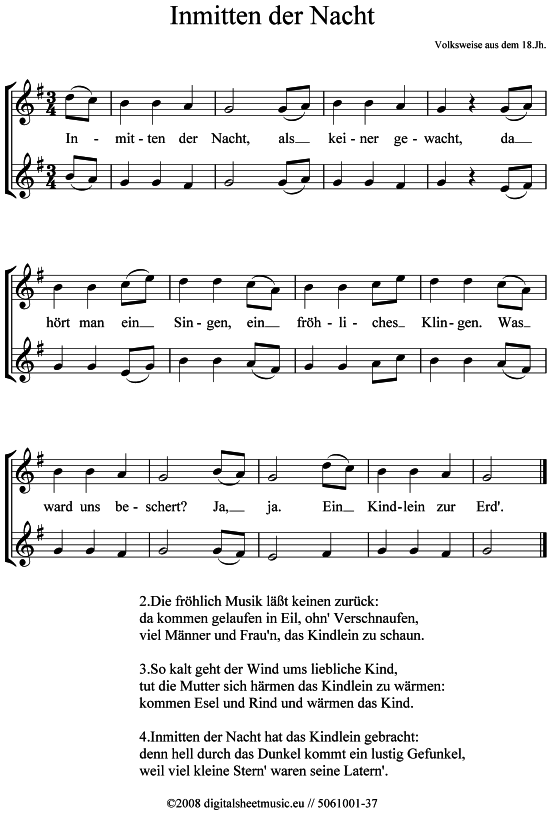 Product picture to: Inmitten der Nacht Weihnachtslied (sehr leicht)