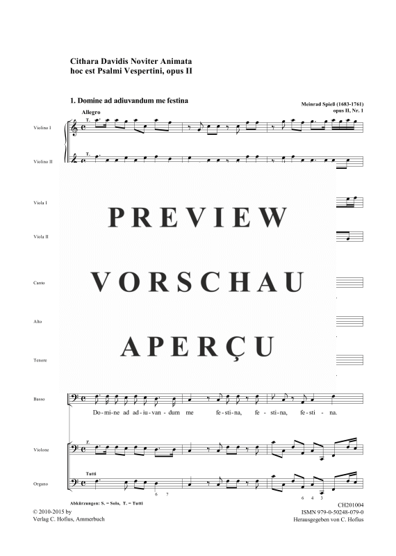 gallery: Cithara Davidis Noviter Animata - Vesperpsalmen op. 2, , Gemischtes Ensemble SATB, Soli SATB, 2 Violinen, Violone und BC