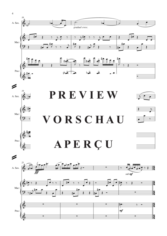 Product gallery: Page 5 of 21 Frequent Flyer , , (alto saxophone, marimba + piano)