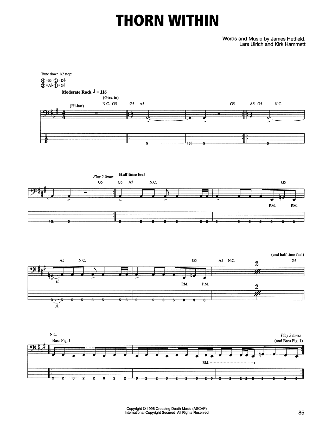 Produktgalerie: Seite 1 von 1 The Thorn Within, Metallica, E-Bass