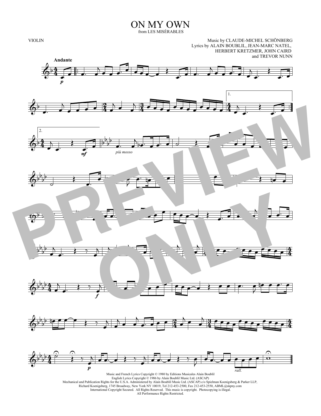 Product gallery: Page 1 of 1 On My Own (from Les Miserables), Claude-Michel Schönberg