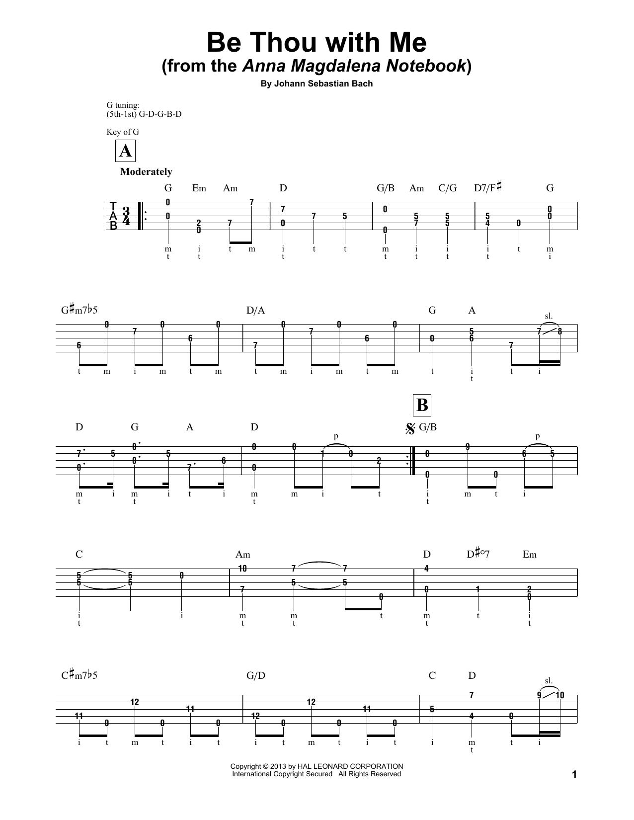 Produktgalerie: Seite 1 von 1 Be Thou With Me (arr. Mark Phillips), Johann Sebastian Bach, Banjo