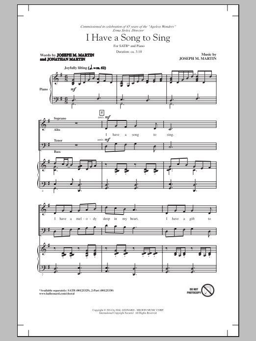 Produktbild zu: I Have A Song To Sing