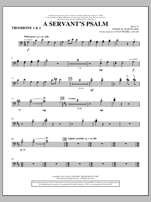 Product picture to: A Servant's Psalm - Trombone 1 & 2