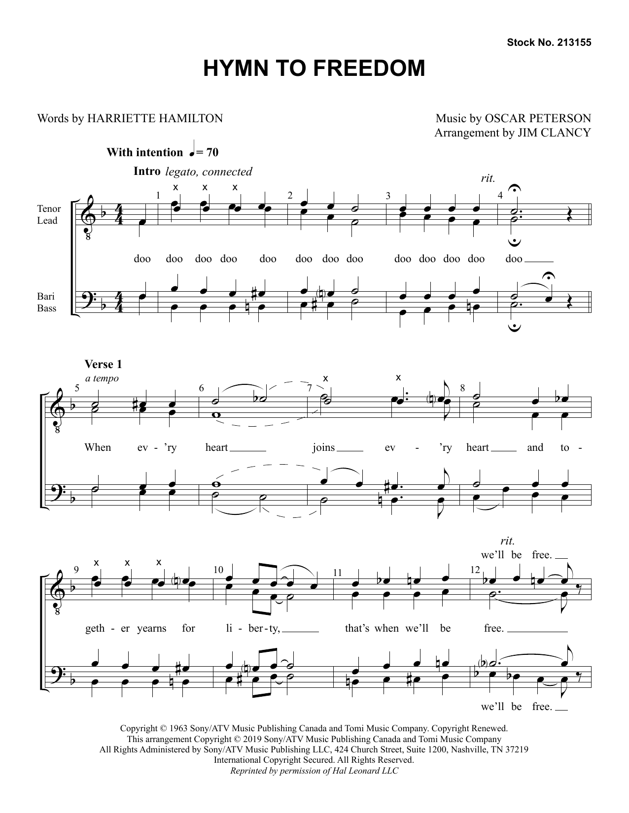 Product gallery: Page 1 of 1 Hymn to Freedom (arr. Jim Clancy), Oscar Peterson