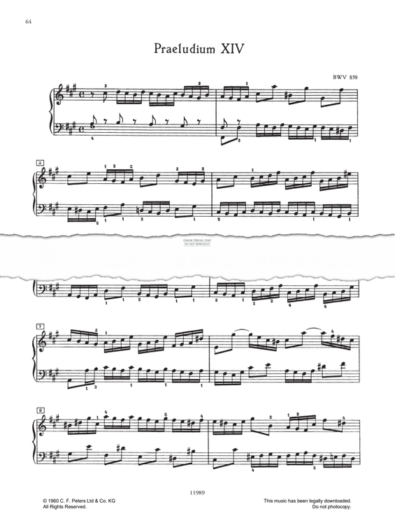 Produktbild zu: Prelude And Fugue No.14 in F# minor, BWV 859 (from 'The Well-Tempered Klavier Book I')