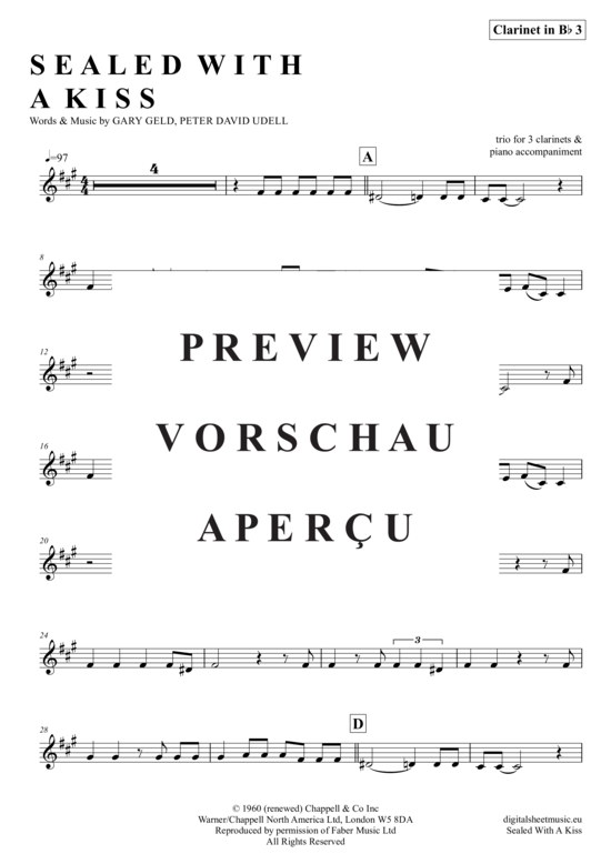Product gallery: Page 10 of 14 Sealed With A Kiss , Donovan, Jason, (clarinet trio + piano)
