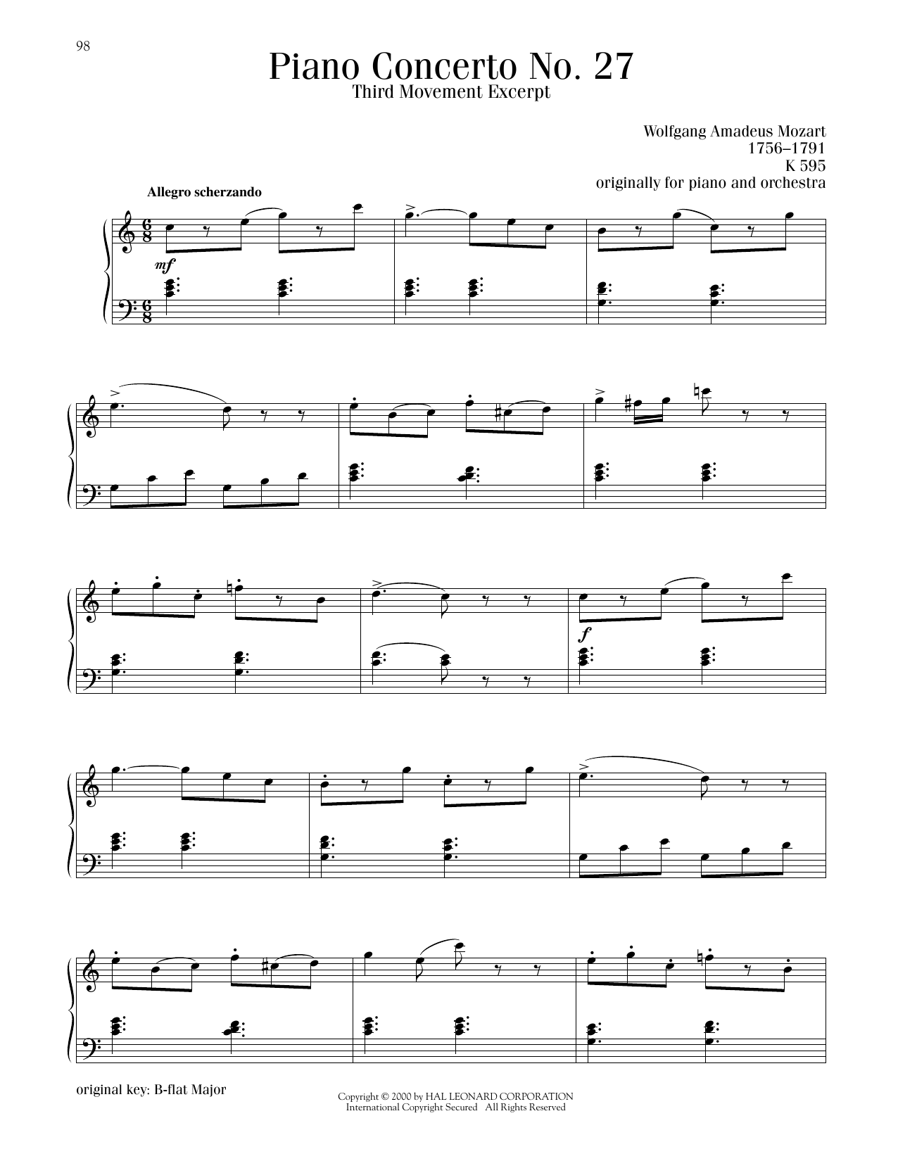Produktbild zu: Piano Concerto No. 27, Third Movement Excerpt