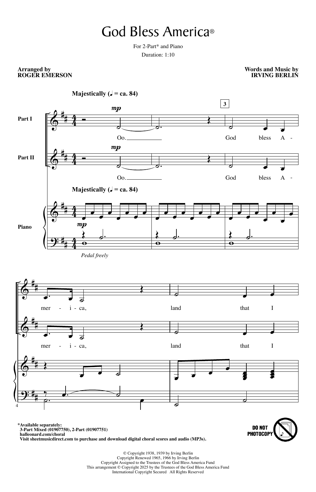Produktgalerie: Seite 1 von 1 God Bless America (arr. Roger Emerson), Irving Berlin, Chor