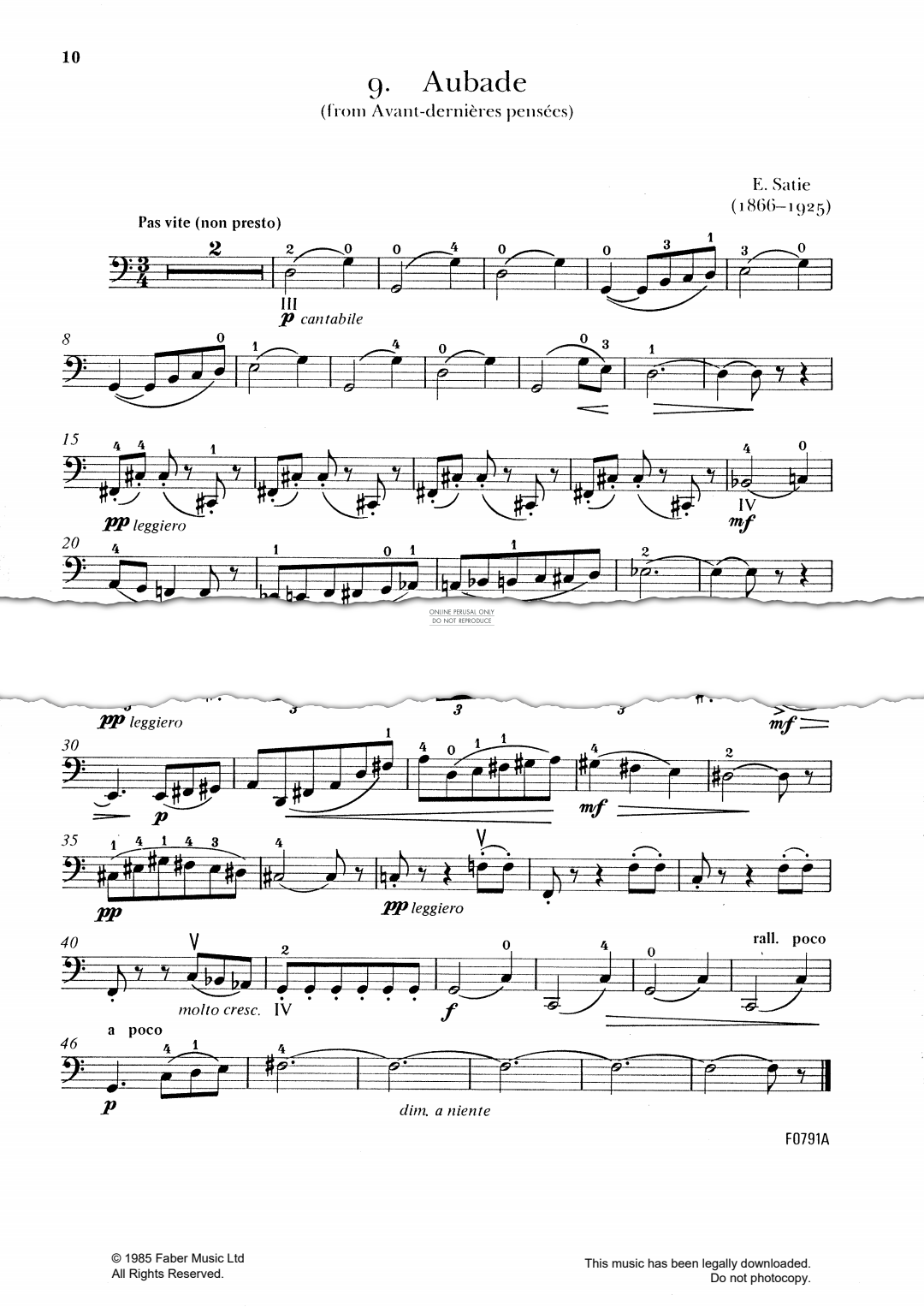 Produktgalerie: Seite 1 von 1 Aubade (from 'Avant-dernières pensées'), Erik Satie, Klavier, Violoncello