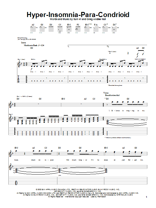 Produktgalerie: Seite 1 von 1 Hyper-Insomnia-Para-Condrioid, Sum 41, Gitarre