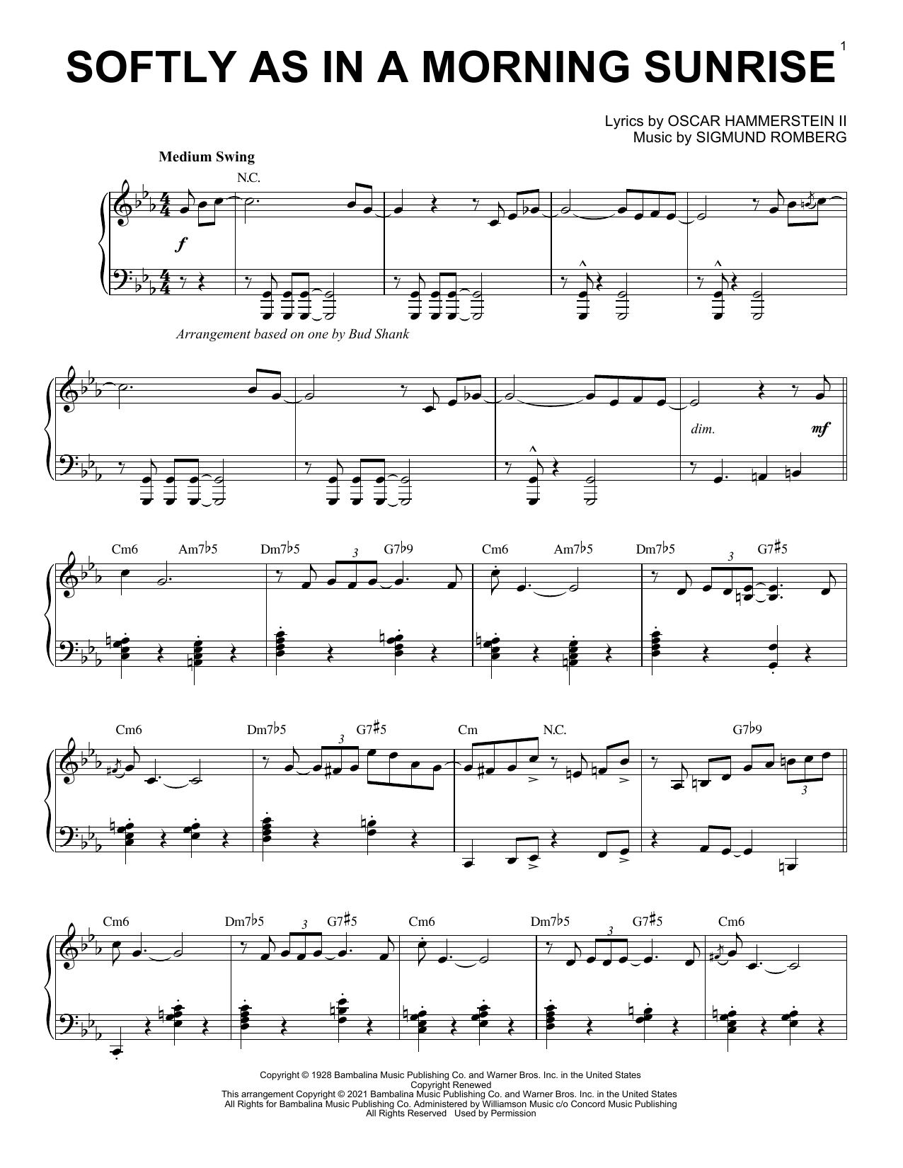 Produktbild zu: Softly As In A Morning Sunrise [Jazz version] (arr. Brent Edstrom)